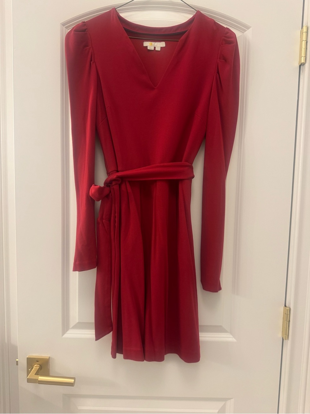 Boden Crimson V‑Neck Long Sleeve Wrap Dress